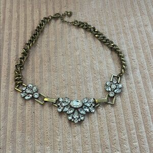 Gold-Tone Crystal Floral Statement Necklace